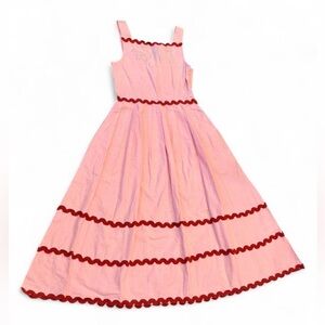 Compania Fantastica NWT Pink Cotton Ric Rac Midi Dress XS Cotton Summer Vacation